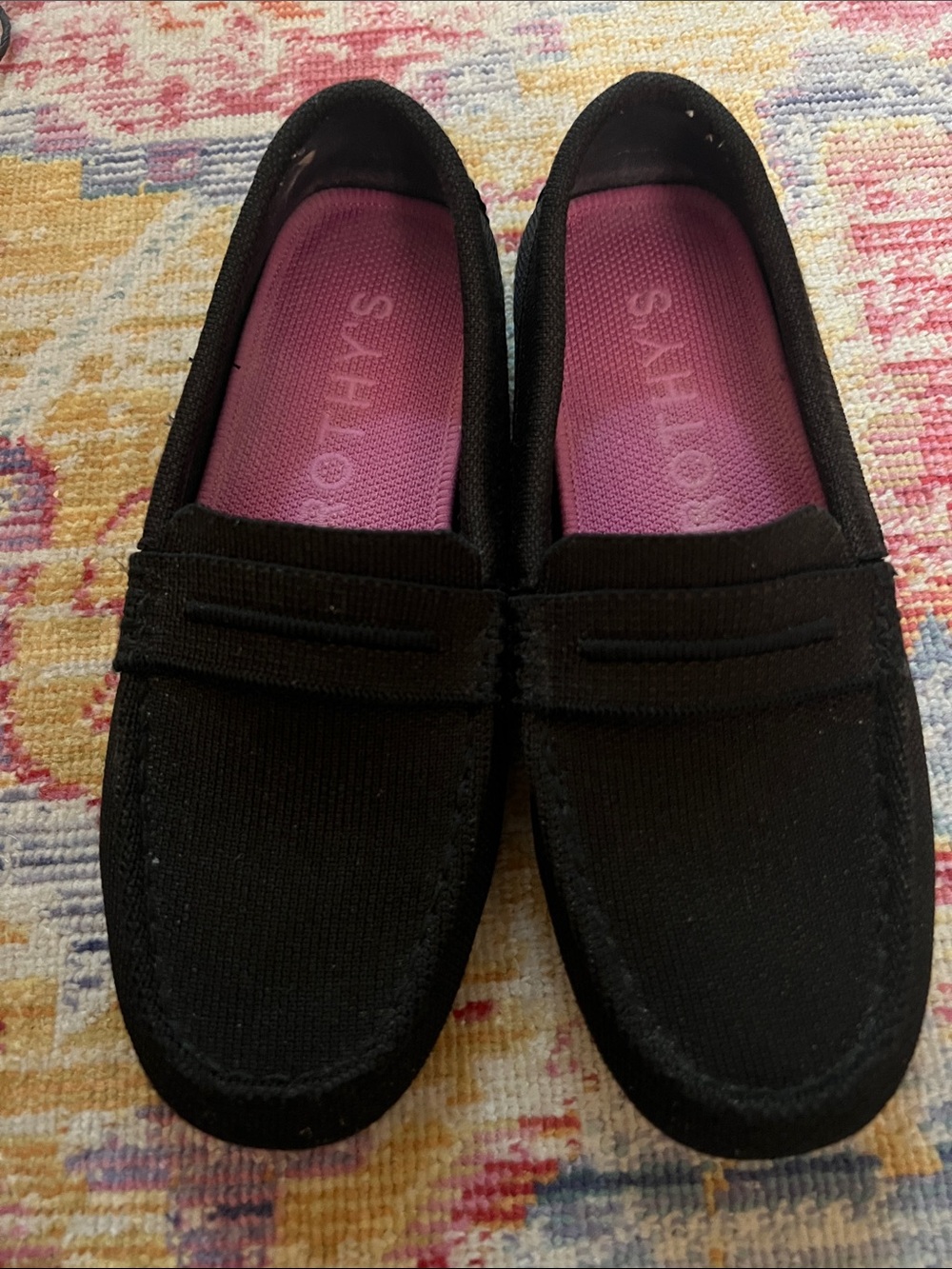 Rothy's Black Flats with Pink Insoles